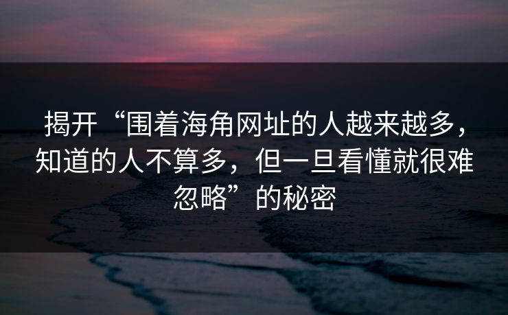 揭开“围着海角网址的人越来越多，知道的人不算多，但一旦看懂就很难忽略”的秘密