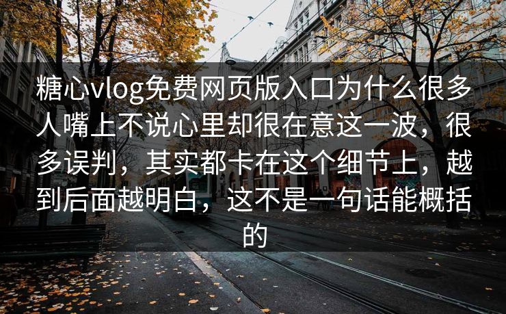 糖心vlog免费网页版入口为什么很多人嘴上不说心里却很在意这一波，很多误判，其实都卡在这个细节上，越到后面越明白，这不是一句话能概括的