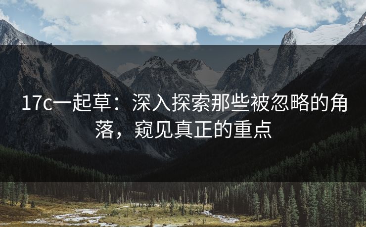 17c一起草：深入探索那些被忽略的角落，窥见真正的重点