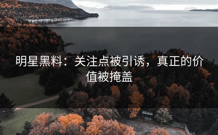 明星黑料：关注点被引诱，真正的价值被掩盖