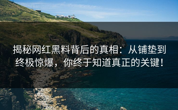 揭秘网红黑料背后的真相：从铺垫到终极惊爆，你终于知道真正的关键！
