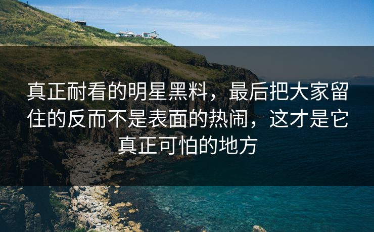 真正耐看的明星黑料，最后把大家留住的反而不是表面的热闹，这才是它真正可怕的地方
