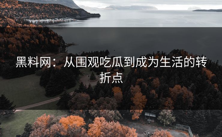黑料网：从围观吃瓜到成为生活的转折点