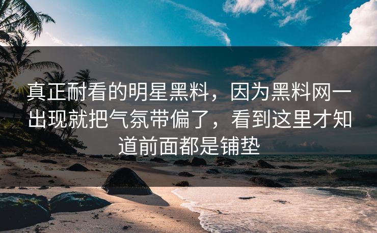 真正耐看的明星黑料，因为黑料网一出现就把气氛带偏了，看到这里才知道前面都是铺垫
