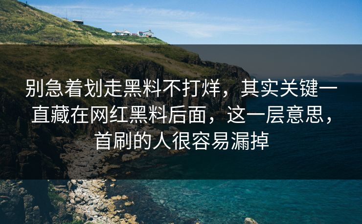别急着划走黑料不打烊，其实关键一直藏在网红黑料后面，这一层意思，首刷的人很容易漏掉