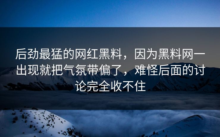 后劲最猛的网红黑料，因为黑料网一出现就把气氛带偏了，难怪后面的讨论完全收不住